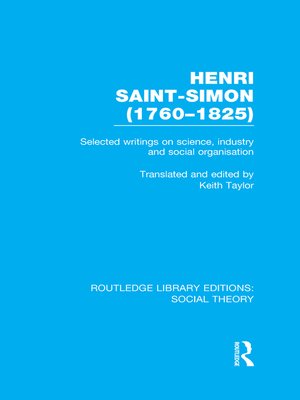 cover image of Henri Saint-Simon, (1760-1825) (RLE Social Theory)